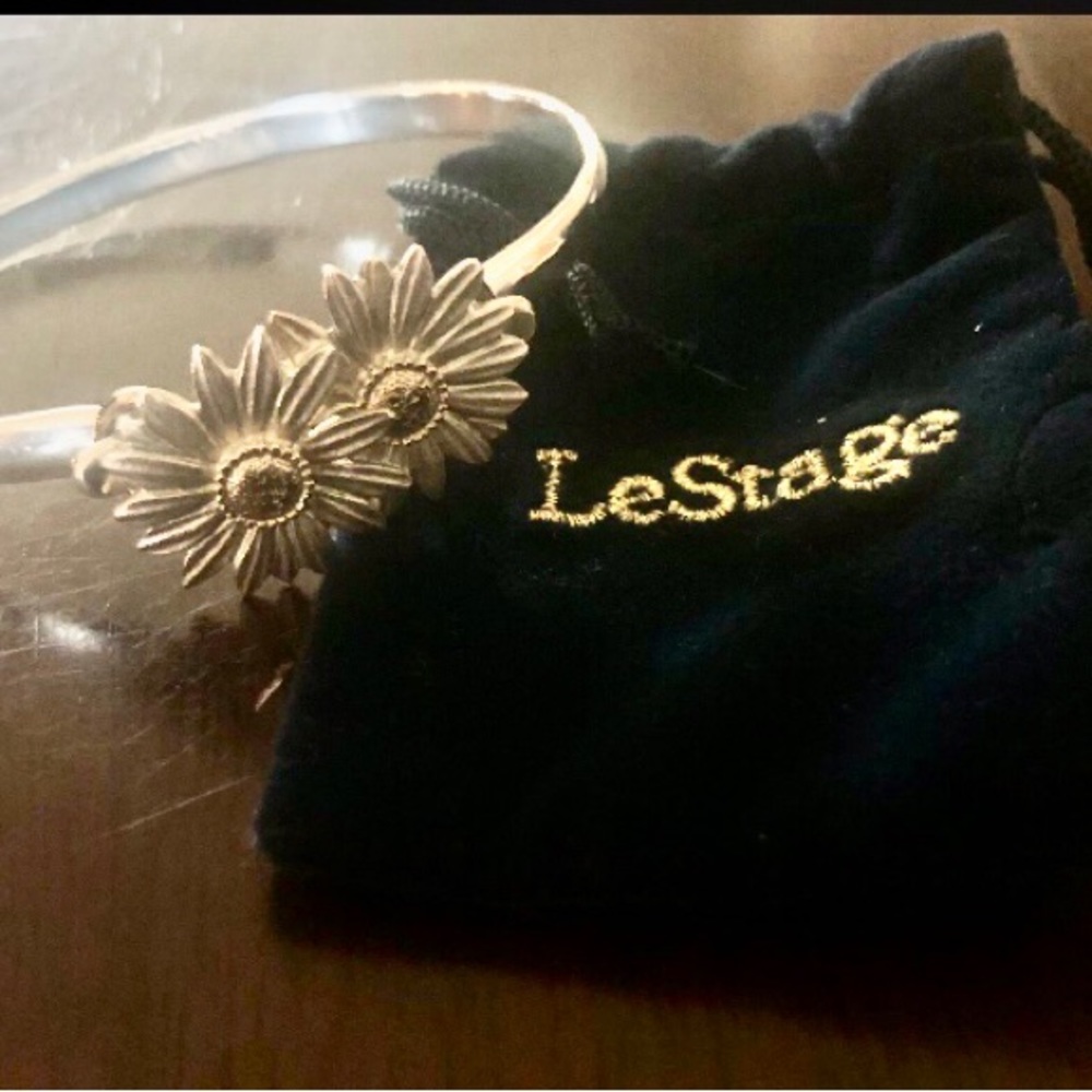 LeStage Sterling Silver Convertible Bracelet with SS/14K Daisies Flower Clasp